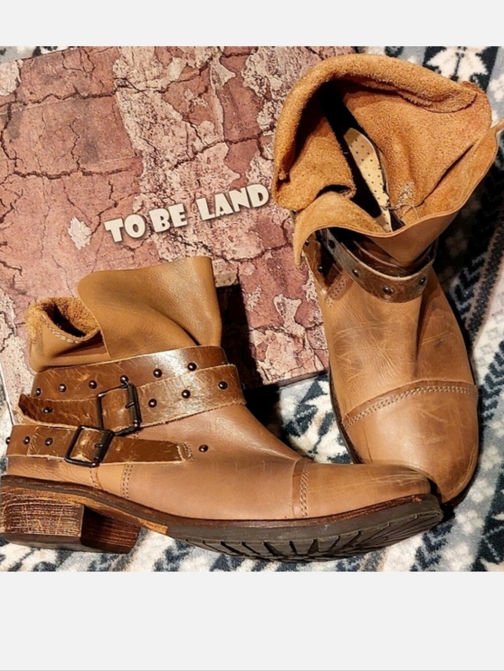 Western Leather Distressed Ankle 41 Boho Free People A.S98 Booties Buckle
